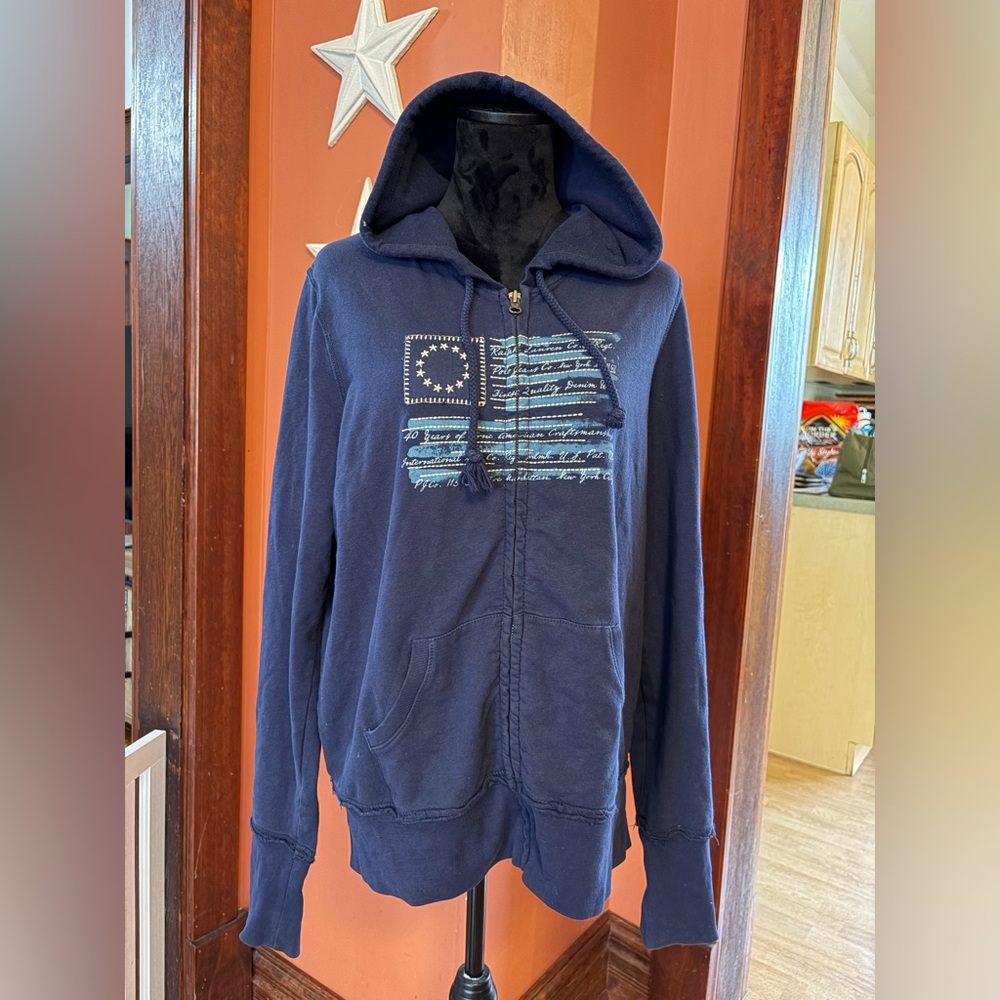 Vintage Polo by Ralph Lauren Navy Blue Hooded Zip-up